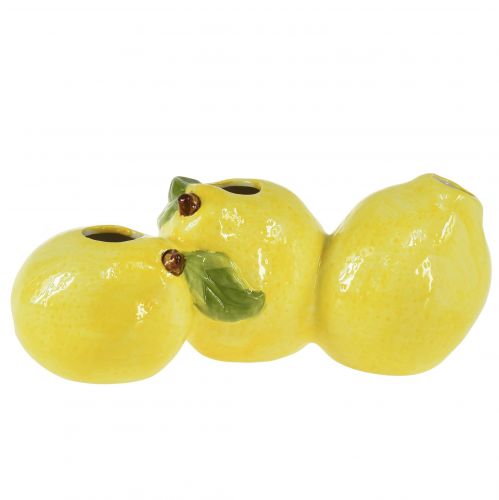 Floristik24 Vaso decorativo limone ceramica 3 aperture 21,5x11x8cm