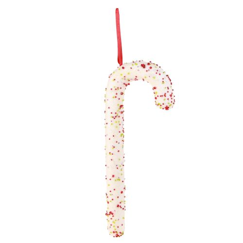 Prodotto Appendino decorativo bastoncino di zucchero bianco glitter colorato H30cm 4pz