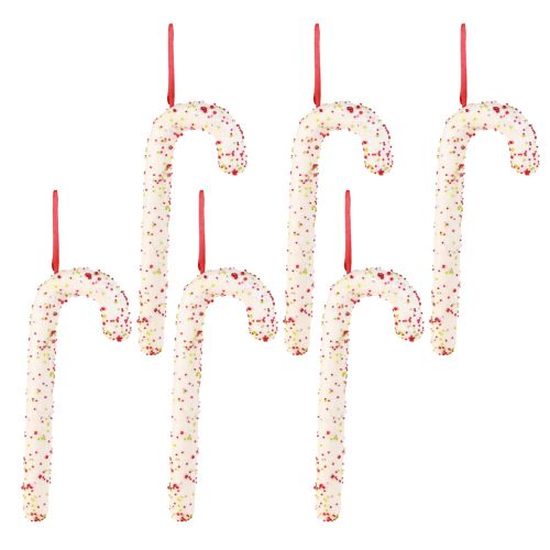 Prodotto Appendino decorativo bastoncino di zucchero bianco glitter colorato H30cm 4pz