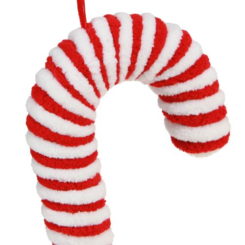 Prodotto Decorazione bastoncini di zucchero Natale in pile bianco rosso H22cm 6 pz