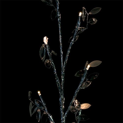 Floristik24 Ramo argento con foglie LED 75 cm set di 2