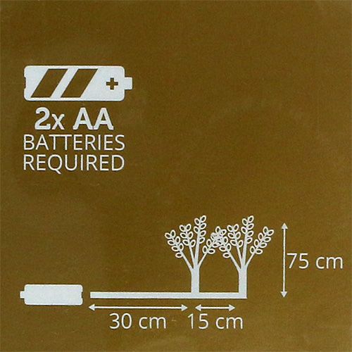 Floristik24 Ramo argento con foglie LED 75 cm set di 2