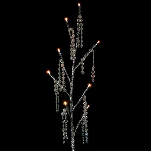 Floristik24 Ramo argento con diamanti LED 75cm set di 2