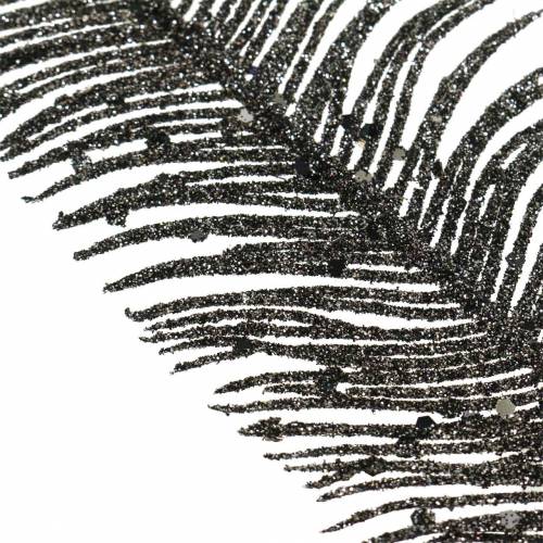 Floristik24 Felce decorativa nera scintillante 3pz