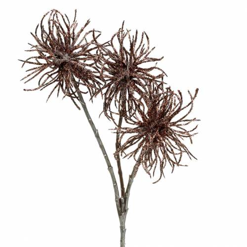 Ramo di clematide artificiale in rame con glitter 46 cm