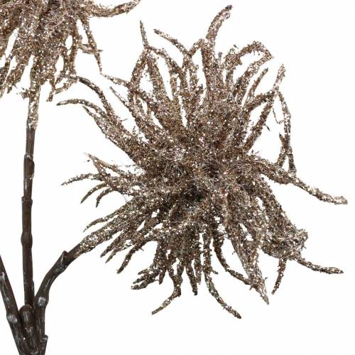 Floristik24 Ramo di clematide artificiale champagne con glitter 46cm
