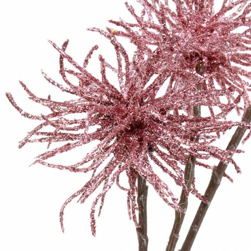Floristik24 Ramo di clematide artificiale rosa con glitter 46cm