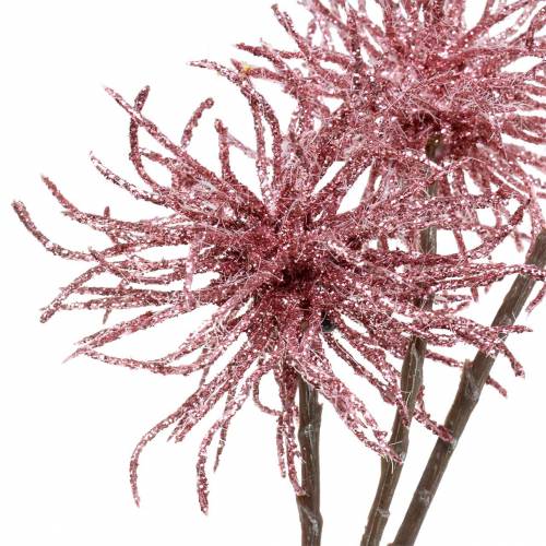 Prodotto Ramo di clematide artificiale rosa con glitter 46cm