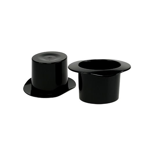 Floristik24 Cilindro decorativo nero, capodanno, cappello come fioriera H5,5 cm 12 pezzi