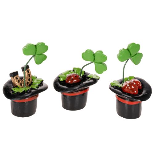 Prodotto Portafortuna: quadrifoglio e scarabeo in un cappello a cilindro, 7 cm, 3 pezzi
