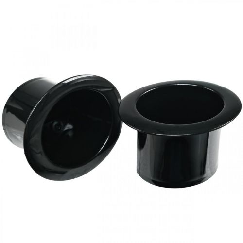 Floristik24 Cilindro decorativo, decorazione di Capodanno, cappello per piantare, fioriera Capodanno Nero H5cm L12cm 20 pezzi