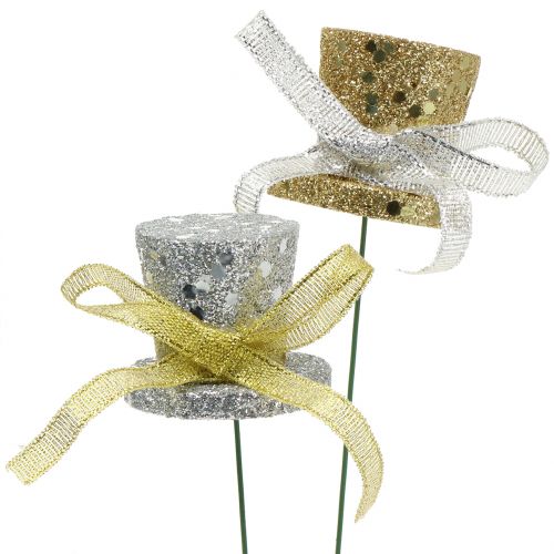 Floristik24 Tappo cilindro oro, argento 3 cm 2 pezzi