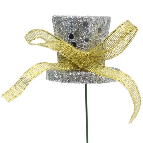 Floristik24 Tappo cilindro oro, argento 3 cm 2 pezzi