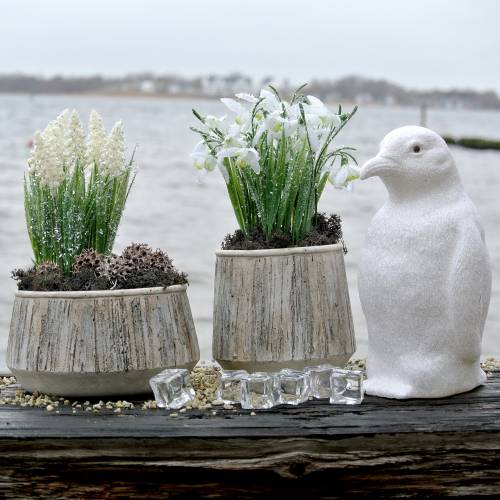 Floristik24 Fioriera natura rigata pesante Ø14cm 2 pezzi