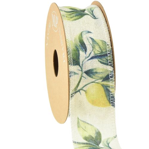 Floristik24 Nastro decorativo limoni e foglie in cotone 40mm 10m