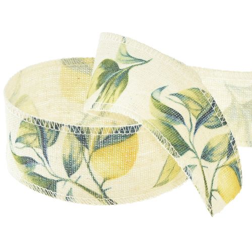 Floristik24 Nastro decorativo limoni e foglie in cotone 40mm 10m
