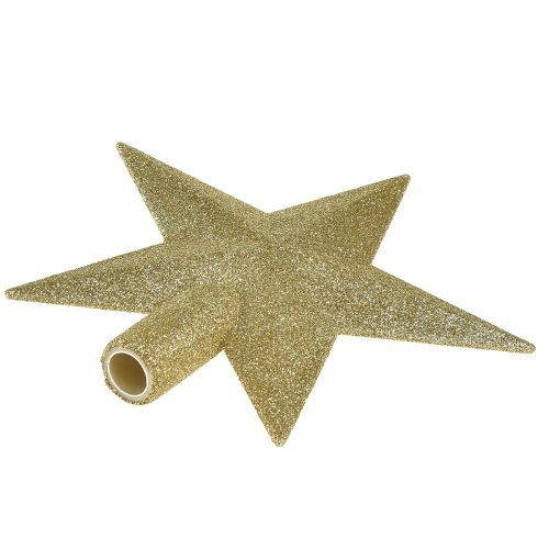 Prodotto Puntale per albero dorato scintillante 19 cm Ø - infrangibile e scintillante, ideale per alberi di Natale festivi