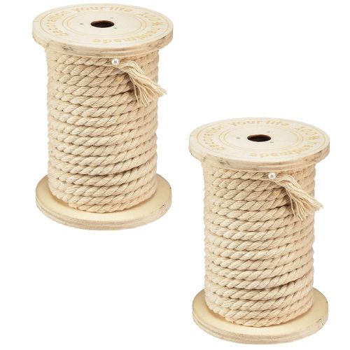 Prodotto Cordoncino decorativo in cordoncino di cotone crema Bobina di legno Ø5mm da 7 m ciascuno, 2 pezzi