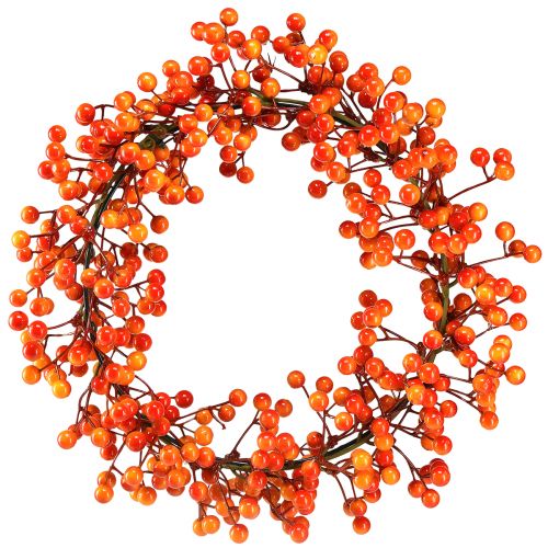 Anello decorativo ghirlanda di bacche bacche rosse arancioni artificiali Ø30cm