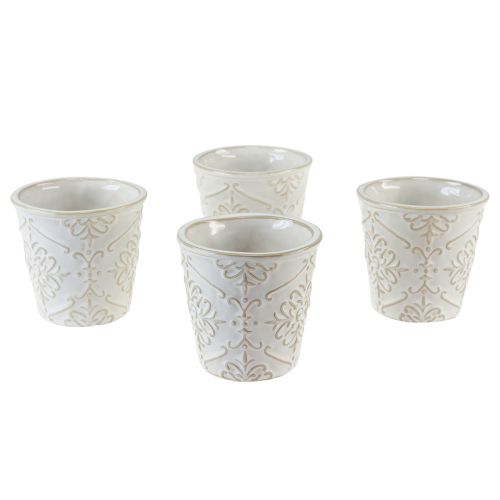 Vaso per piante in ceramica bianco Ø7cm H8cm 4 pezzi