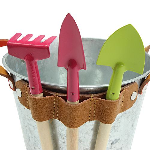 Set 3 Mini Attrezzi Giardinaggio In Acciaio E Legno - Piccola Pala E Rastrello Per Piante Da Interno, Bonsai, Balcone