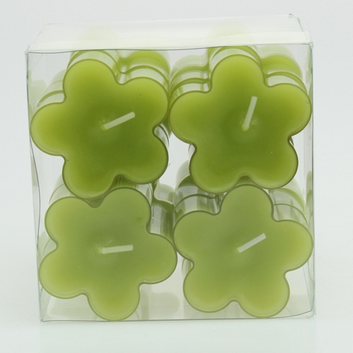 Floristik24 Tealight a forma di fiore verde Ø5cm 12 pezzi