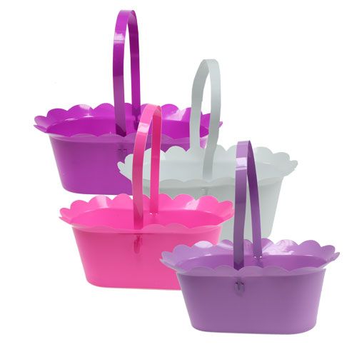 Floristik24 Cestino in plastica con manico ovale assort. 21 x 11 x 9,5 cm 10 pezzi