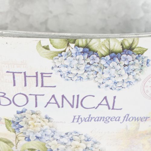 Prodotto Vaso da fiori con manici, decorazione a ortensia, in metallo, 26×13×14,5 cm