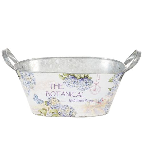 Prodotto Vaso ovale in metallo con manici, per ortensie, 32×15×15 cm