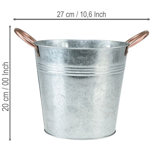 Prodotto Vaso da fiori secchio con manici, decorazione in metallo, Ø19cm H17cm