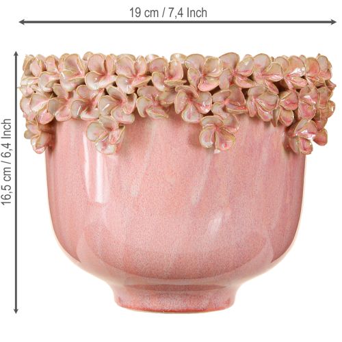 Prodotto Vaso in ceramica con bordo floreale rosa Ø19cm H16.5cm