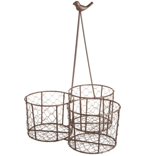 Prodotto Vaso da fiori cesto in rete di ceramica metallo marrone Ø30cm H11,5cm