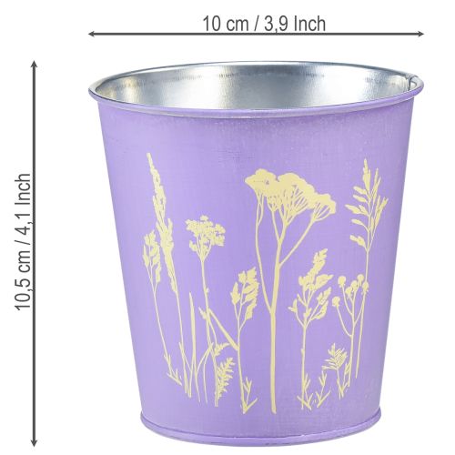 Prodotto Vaso da fiori in metallo, fioriera, fiori viola, Ø10cm H10.5cm