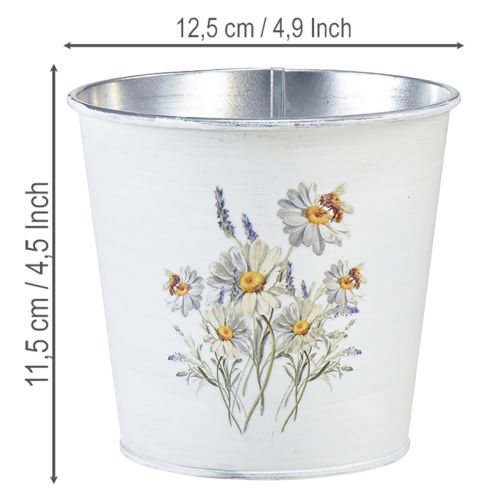 Prodotto Vaso da fiori in metallo, fioriera, bianco, altezza 12,5 cm, altezza 11,5 cm