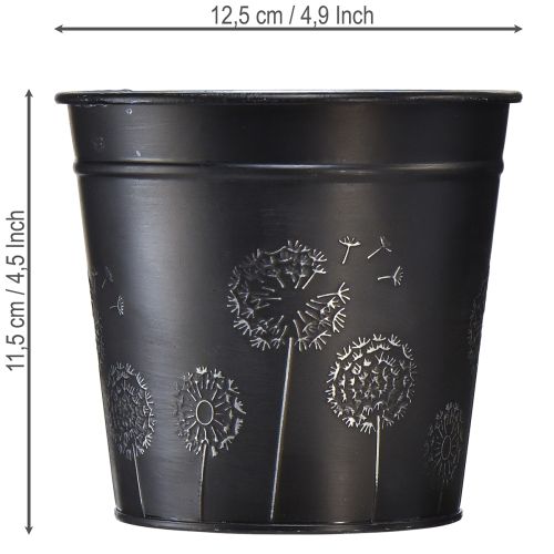 Prodotto Vaso da fiori nero e argento, fioriera in metallo, Ø12,5 cm H11,5 cm