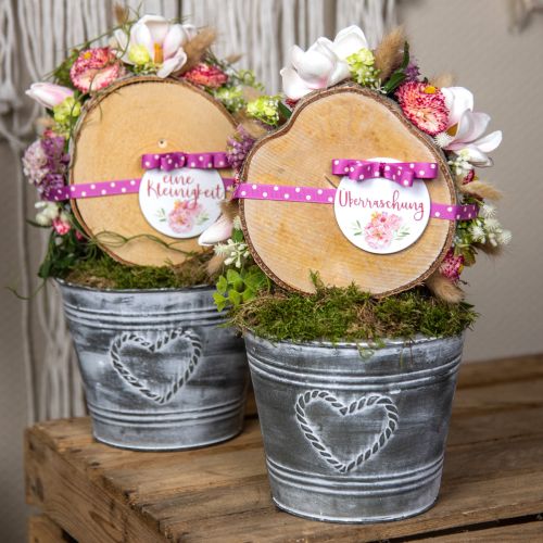 Prodotto Vaso da fiori Fioriera Shabby Chic in metallo Ø17,5 cm H15,5 cm