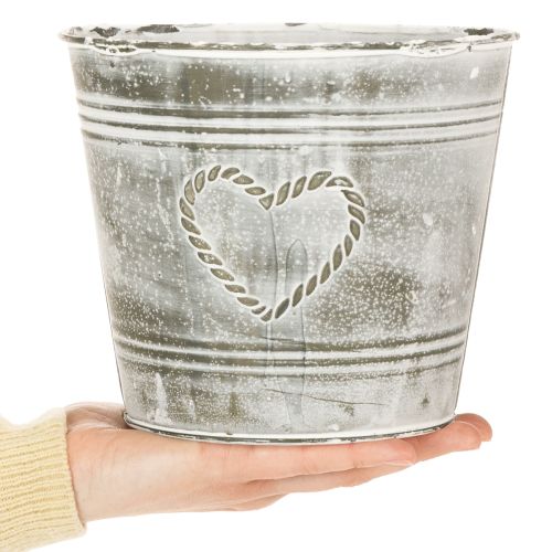 Vaso da fiori shabby chic, in metallo, a forma di cuore, Ø17,5 cm, H15,5 cm | Floristik24.it