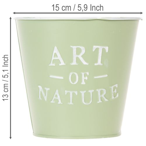 Vaso da fiori in zinco, verde menta, Ø15cm, H13.5cm | Floristik24.it