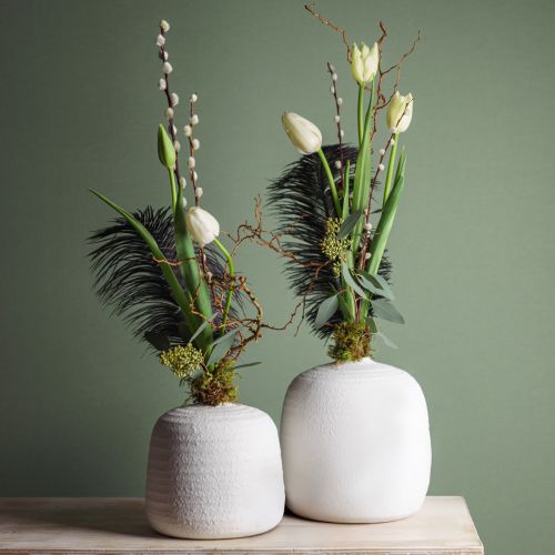 Prodotto Vaso da fiori, vaso in ceramica, vaso decorativo bianco Ø19cm H18cm