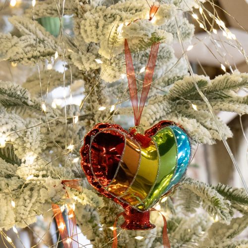 Prodotto Palline di Natale colorate in vetro, palloncini a forma di cuore e bacio, bocca, 12 cm, 2 pezzi