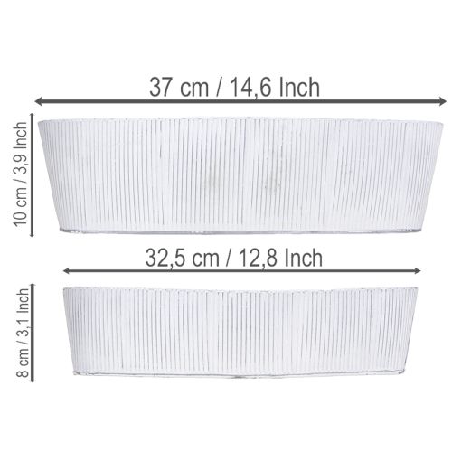 Prodotto Ciotola ovale in metallo bianco e argento, 32,5 cm/37 cm, set da 2.