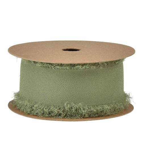 Prodotto Nastro in chiffon con frange in tessuto verde oliva L40mm L15m
