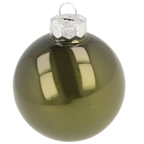 Prodotto Palline di Natale in vetro lucido color oliva e grigio argento 5 cm 24 pezzi