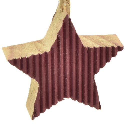 Prodotto Decorazioni per albero di Natale cuore in legno stella albero rosso 4,5 cm 9 pezzi
