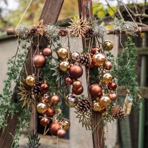 Prodotto Decorazione albero di Natale decorazione fiocchi di neve legno verde 15 cm 8 pz