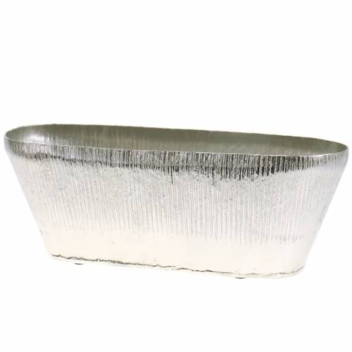 Floristik24 Vaso decorativo ovale argento 40cm x 13cm H13cm
