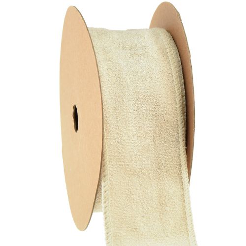 Floristik24 Nastro decorativo nastro in velluto nastro decorativo nastro per gioielli beige L50mm L8m