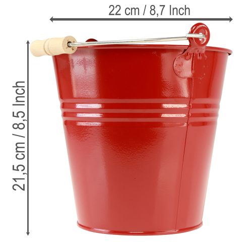 Prodotto Secchio/fioriera decorativo in metallo, rosso, Ø22cm, H21.5cm, 6L