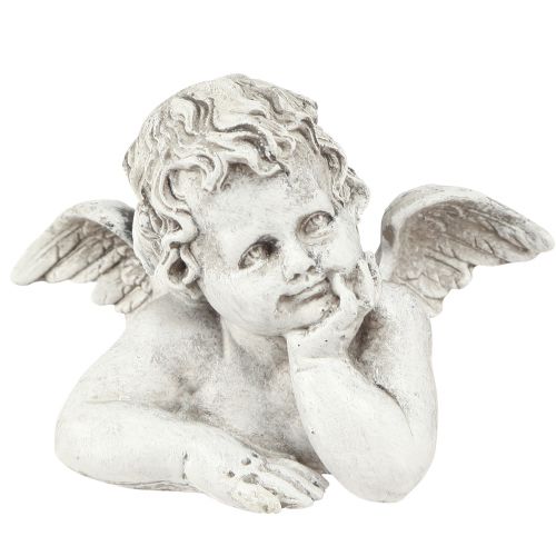 Floristik24 Figura decorativa di angelo decorazione tomba in poliresina grigio bianco H6 cm 3 pezzi