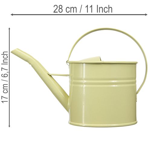Annaffiatoio decorativo in metallo, verde/giallo, piccolo, 28x13x17 cm, 1,25 l, look vintage, decorazione per balcone. | Floristik24.it
